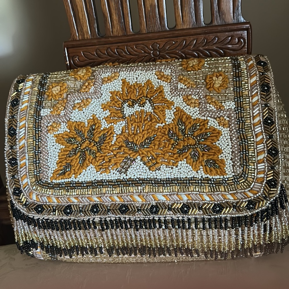 Gold Flame Embellished Shoulder Bag - Picture 8 of 11